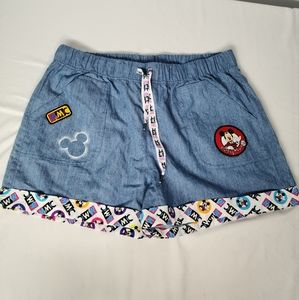 Disney Parks Mickey Mouse Club Retro 90s Patch Shorts Sz L
